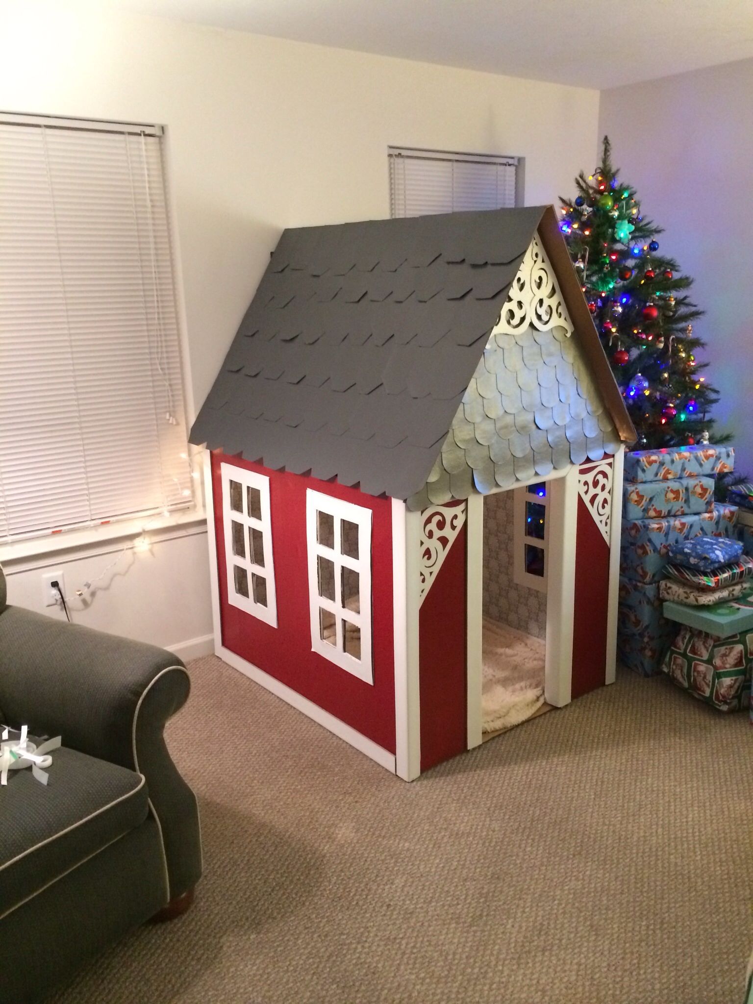 Diy Cardboard Playhouse For Kids