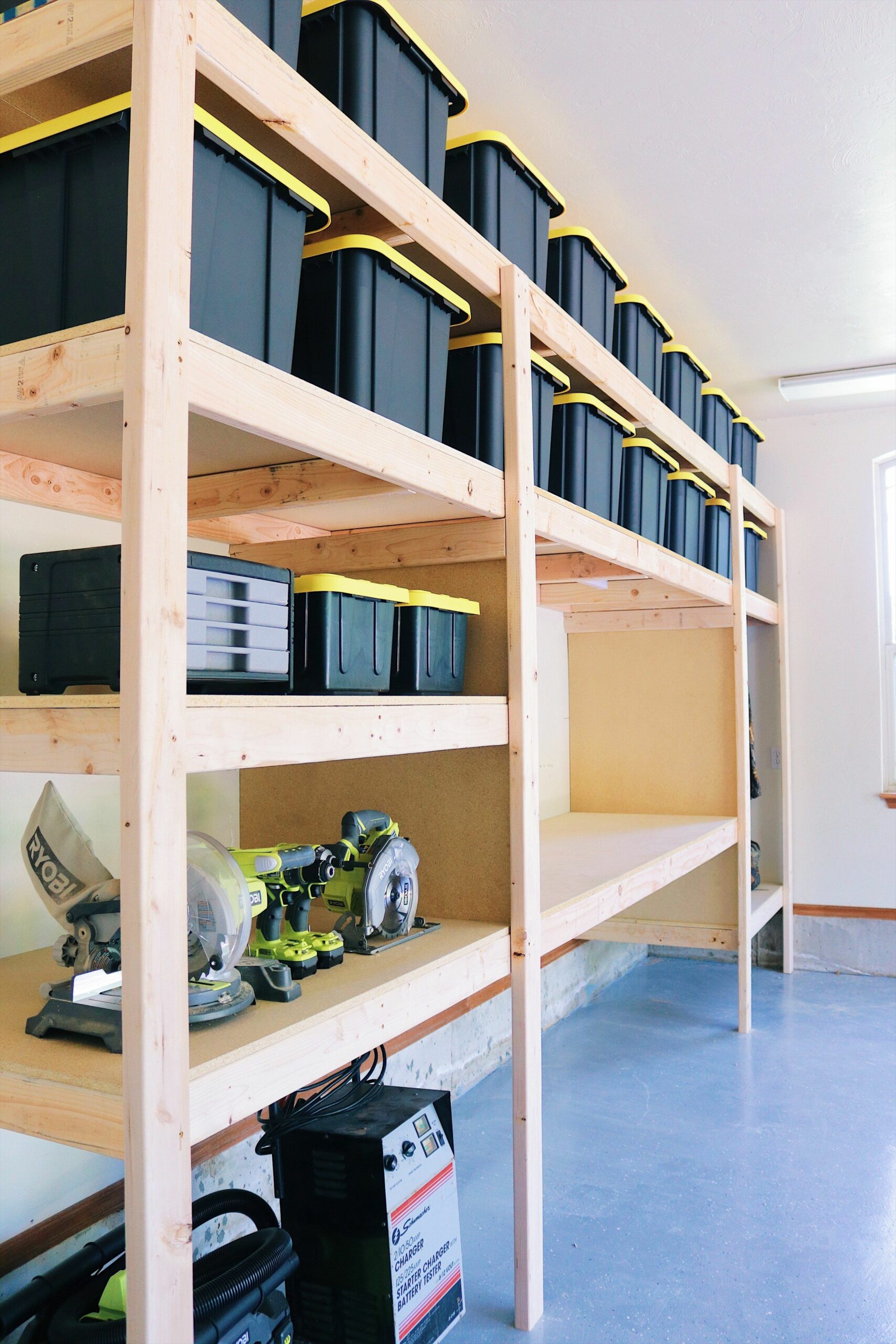 Diy Garage Shelves With Workbench