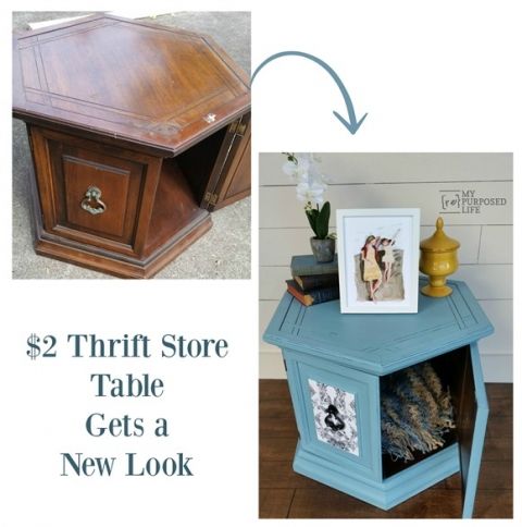 Diy Hexagon End Table Makeover Diy Hexagon End Table Makeover
