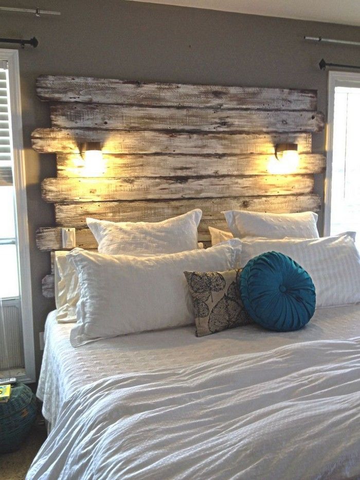 Diy Pallet Headboard With Lights