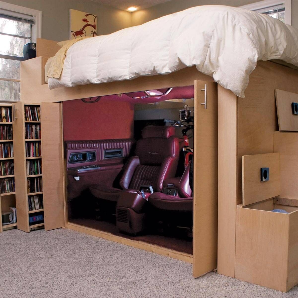 Diy Queen Loft Bed With Storage
