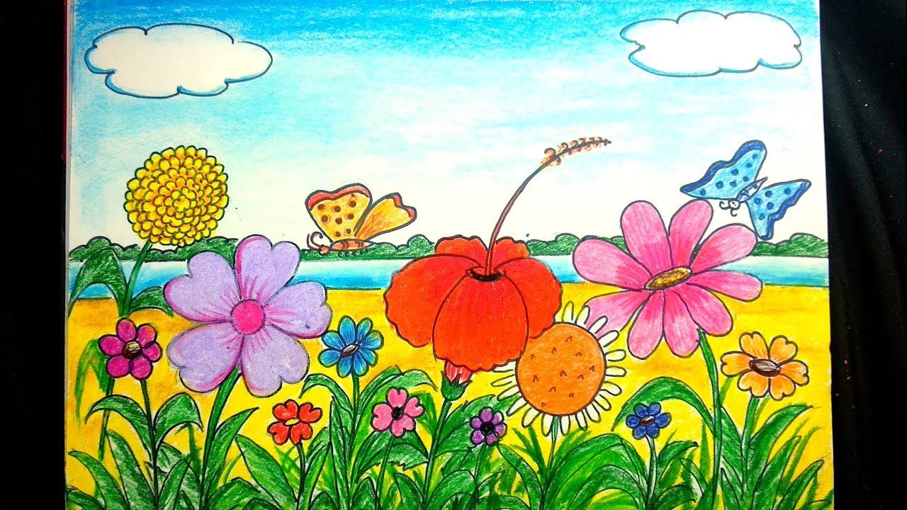 Flower Garden Drawing Images